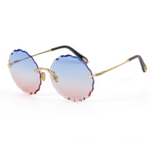 Round  Shaped Flower Sunglasses  Metal Rimless Lenses  Gradient Lenses UV400 Sunglasses